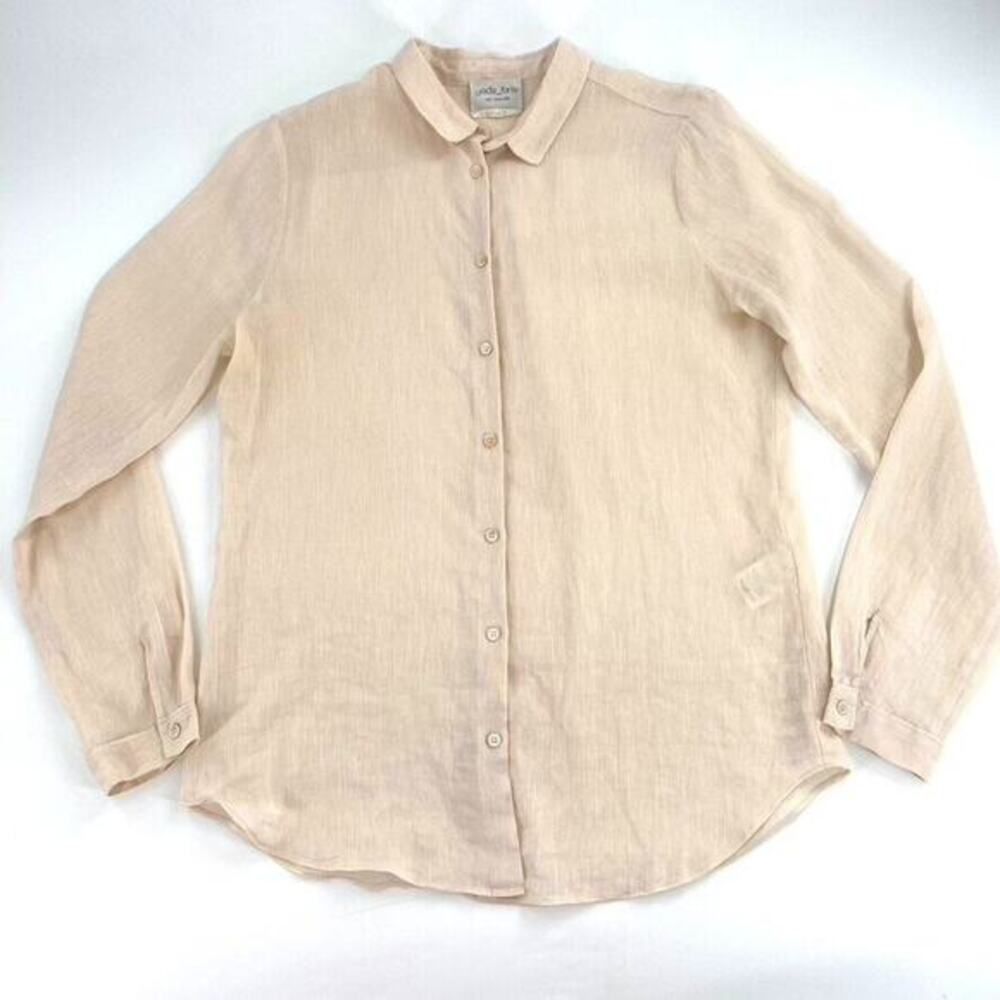 Giada Forte Italian Linen Cotton Button Front‎ Shirt Lightweight Pale Pink Sz S
